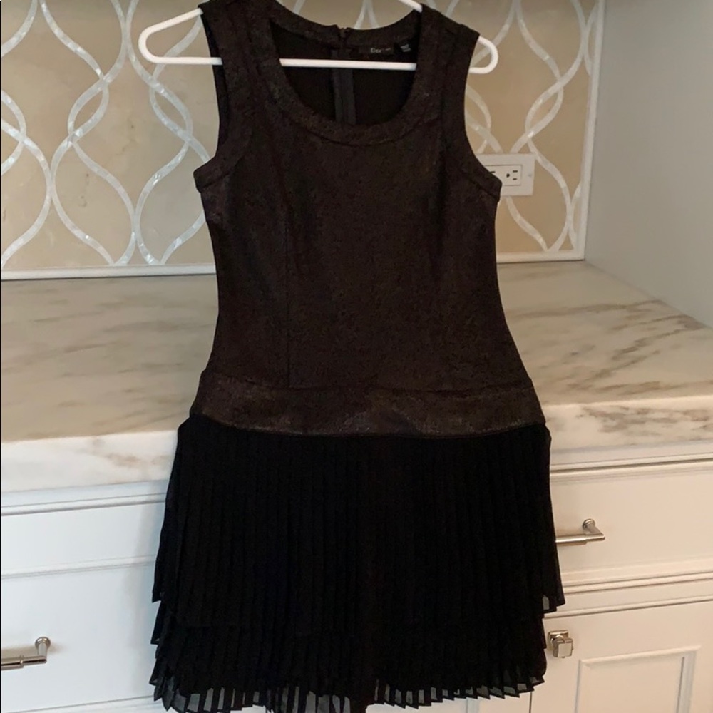 Dex black dress xs iridescent with pleated bottom